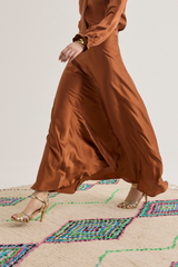 Ivy Silk Skirt, Caramel