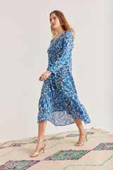 Evelyn Dress, Pop Paisley - Royal Blue
