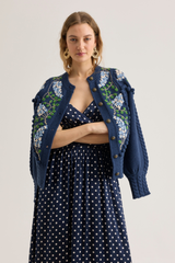 Coraline Dress, Navy Dot