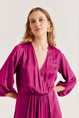 Julianna Silk Dress, Orchid Pink