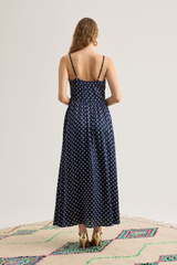 Coraline Dress, Navy Dot