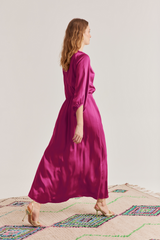 Julianna Silk Dress, Orchid Pink
