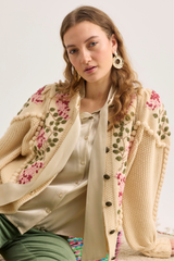 Holly Cardigan, Ivory rose Lilac