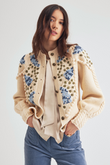 Holly Cardigan, Ivory blue Lilac