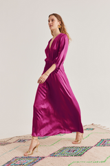 Julianna Silk Dress, Orchid Pink