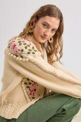 Holly Cardigan, Ivory rose Lilac