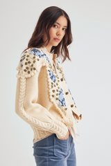Holly Cardigan, Ivory blue Lilac