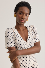 Jolene Dress, Cream Dot