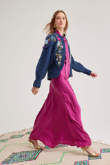 Holly Cardigan, Navy Orchid Pink