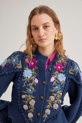 Holly Cardigan, Navy Orchid Pink
