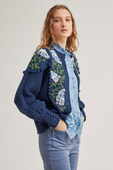 Holly Cardigan, Navy Blue Lilacs