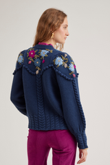 Holly Cardigan, Navy Orchid Pink