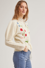Colette Cardigan, Cream poppy