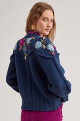Holly Cardigan, Navy Orchid Pink