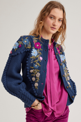 Holly Cardigan, Navy Orchid Pink