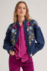 Holly Cardigan, Navy Orchid Pink
