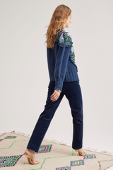 Holly Cardigan, Navy Blue Lilacs