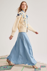 Holly Cardigan, Ivory Blue
