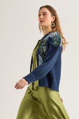 Holly Cardigan, Navy Blue Lilacs