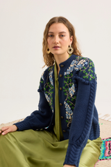 Holly Cardigan, Navy Blue Lilacs