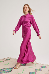 Ivy Silk Skirt, Orchid Pink