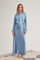 Ivy Silk Skirt, Bluebell