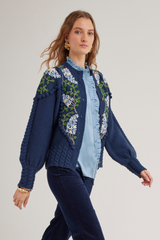 Holly Cardigan, Navy Blue Lilacs