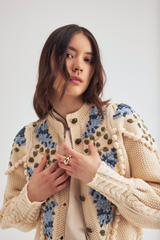 Holly Cardigan, Ivory blue Lilac