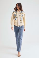 Holly Cardigan, Ivory blue Lilac