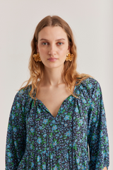 Caroline Dress, Blue Blossom
