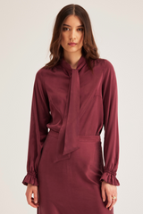 Ivy Silk Skirt, Berry