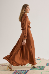 Ivy Silk Skirt, Caramel