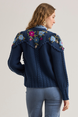 Holly Cardigan, Navy Orchid Pink