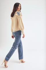 Holly Cardigan, Ivory blue Lilac