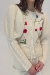 Colette Cardigan, Cream poppy