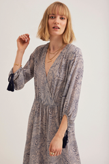 Julianne Dress, Navy Paisley