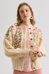 Holly Cardigan, Ivory rose Lilac