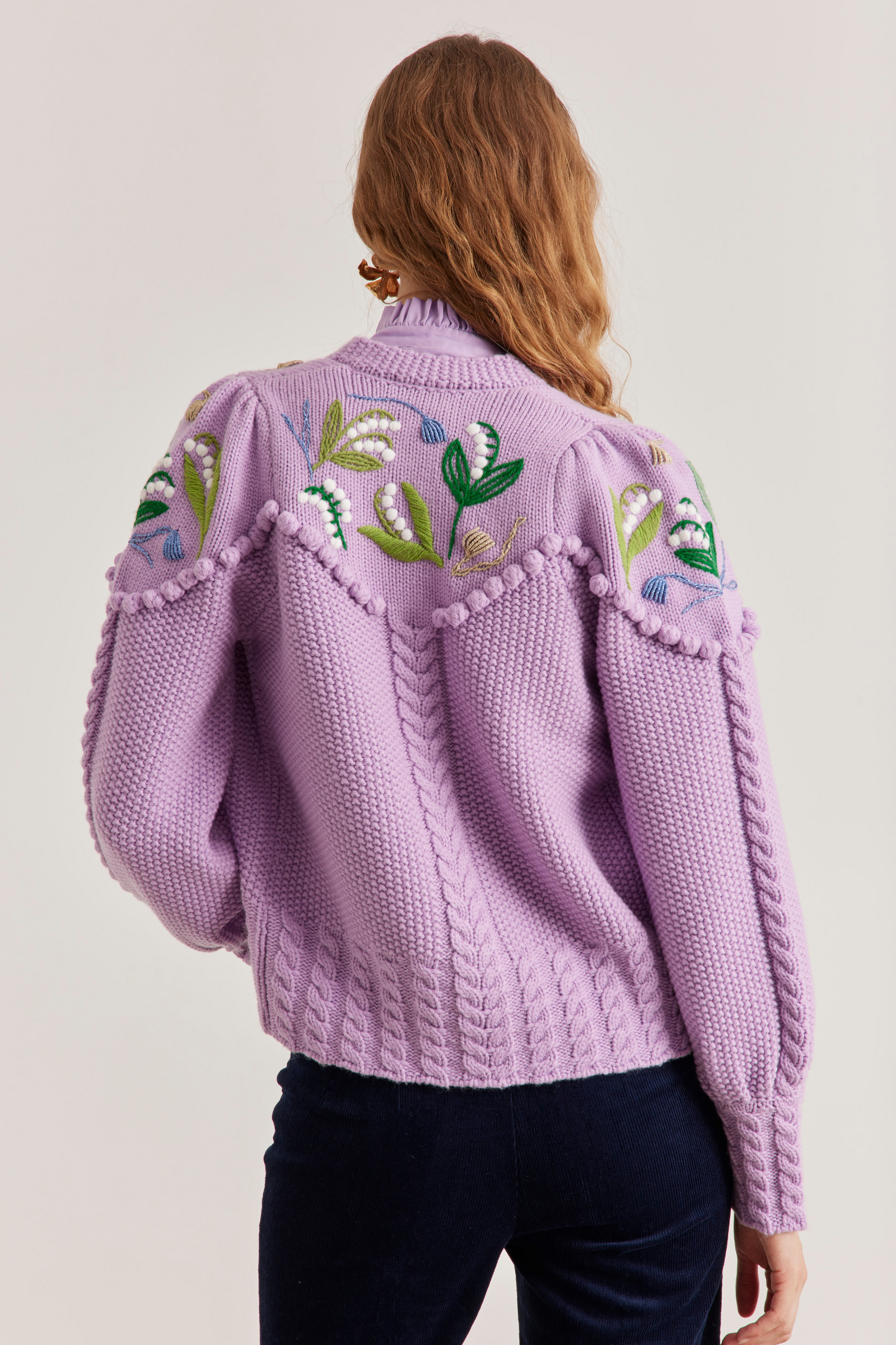 Holly Cardigan Lily of the Valley Lilac – Line Markvardsen