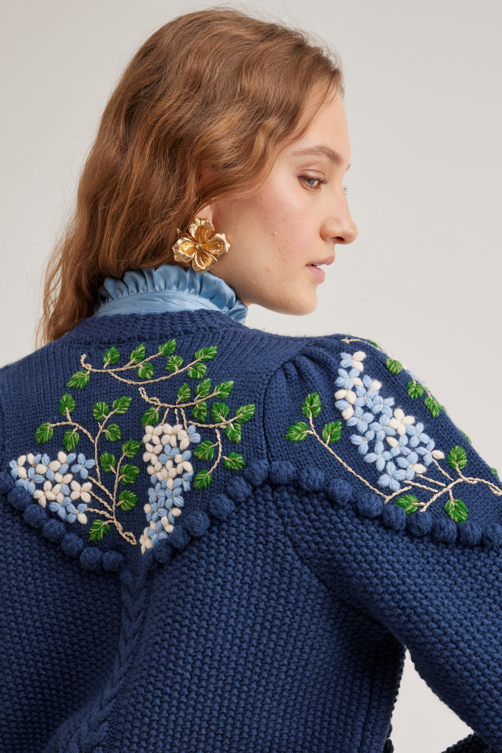 Holly Cardigan, Navy Blue Lilacs – Line Markvardsen
