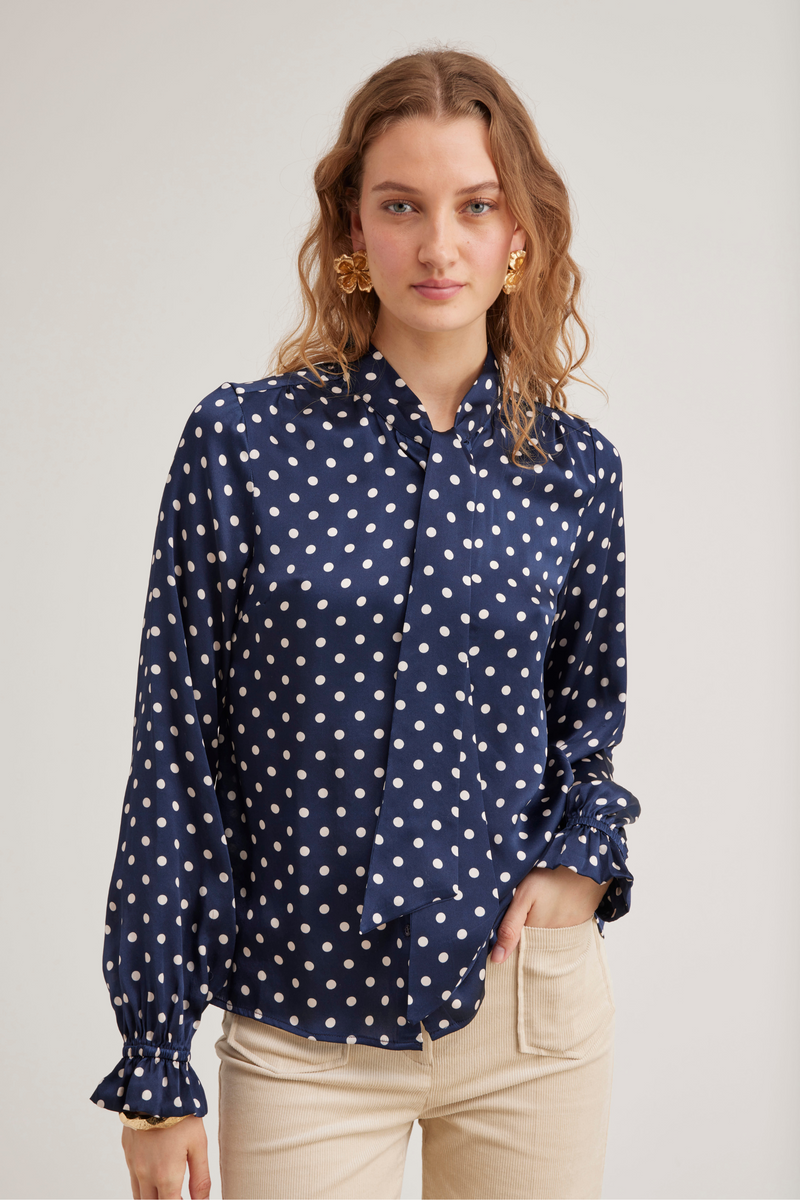 navy blue polka dot dress shirt The Boylston Navy with White Polka Dots XL / Navy with White Dots