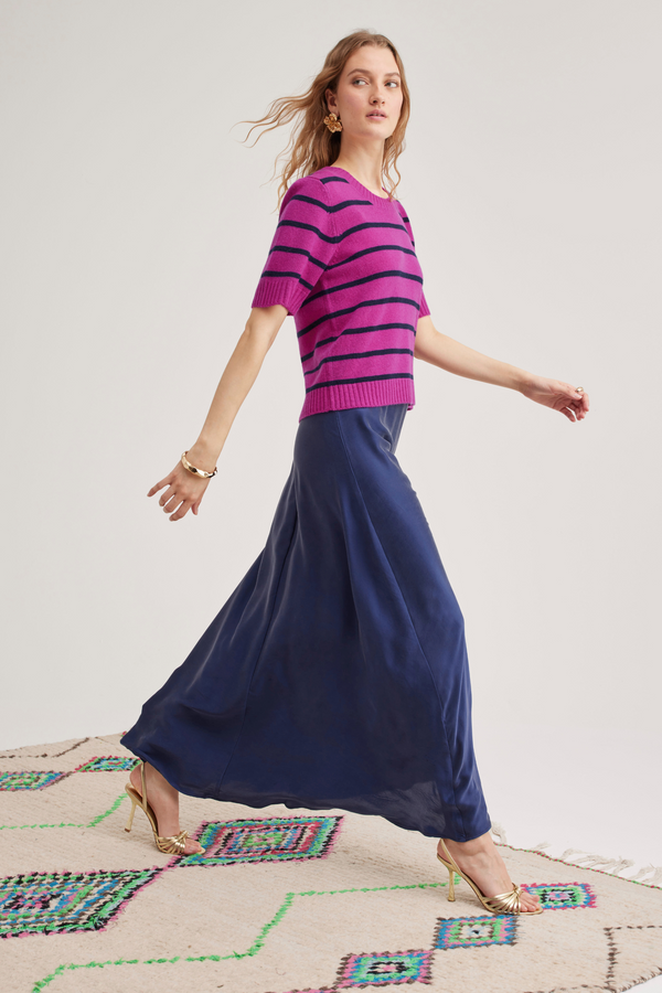 Ivy Silk Skirt, Navy