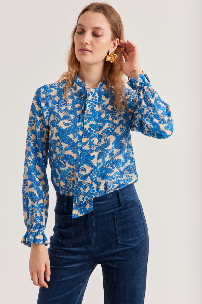 Pauline Shirt, Pop Paisley - Royal blue