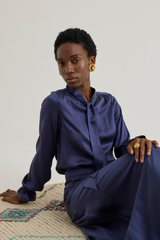 Ivy Silk Skirt, Midnight Blue