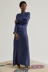 Ivy Silk Skirt, Midnight Blue