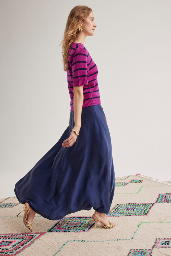 Ivy Silk Skirt, Navy