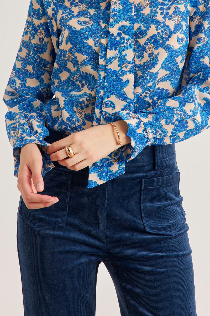 Pauline Shirt, Pop Paisley - Royal blue