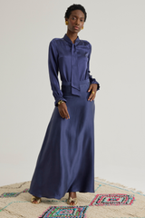 Ivy Silk Skirt, Midnight Blue