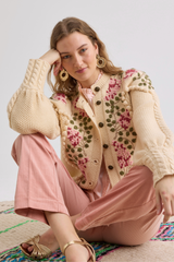 Holly Cardigan, Ivory rose Lilac