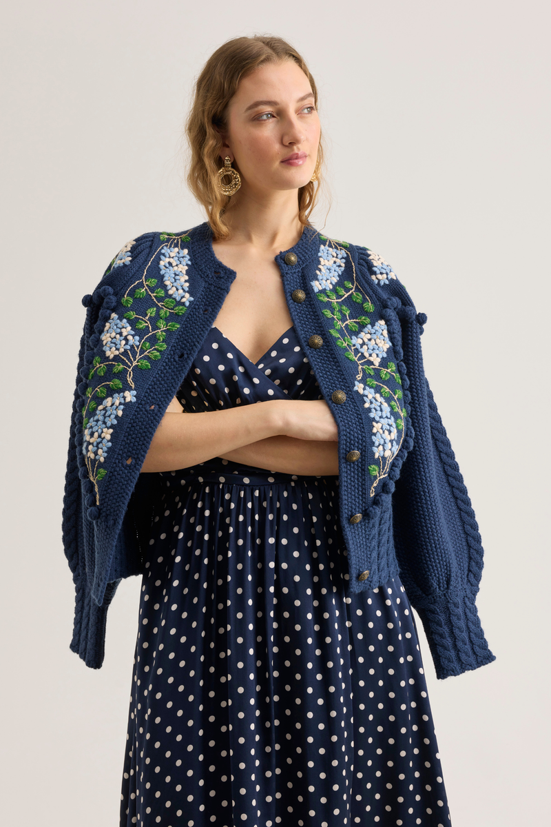 prom dresses royal blue and gold Veronica Beard Cillian Boyfriend Cardigan | Navy