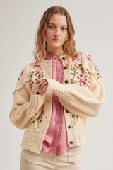 Holly Cardigan, Ivory rose Lilac